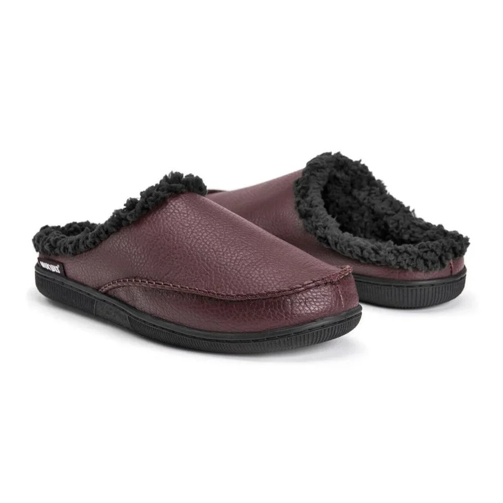 MUK LUKS Men's Faux‎ Leather Clog Slippers Brown Small Size 8-9 New Ships Fast